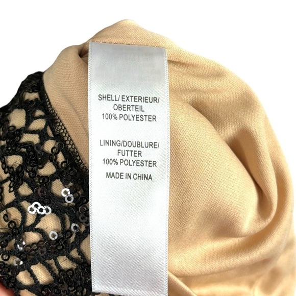 AIDAN MATTOX SEQUIN EMBELLISHED CROCHET LACE BOAT NECK 3/4 SLEEVES SHEATH DRESS - Picture 14 of 14